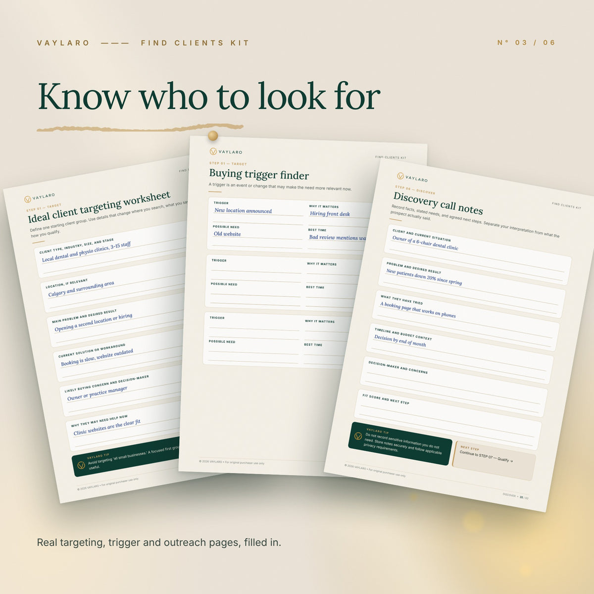 Find Clients Kit – filled pages