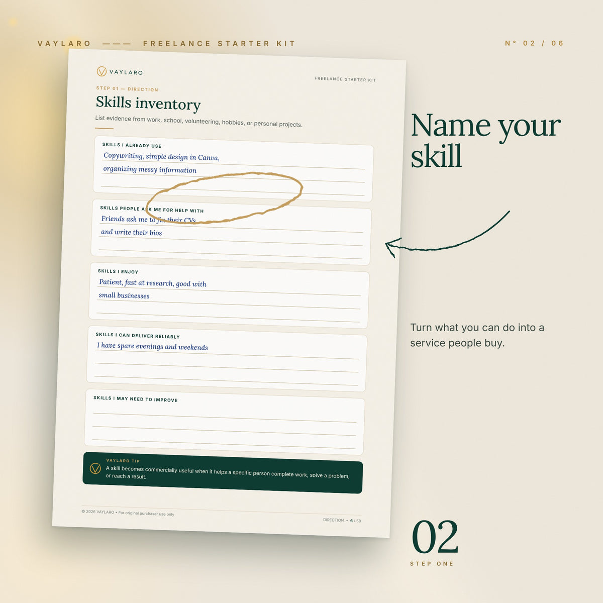 Freelance Starter Kit – skills inventory