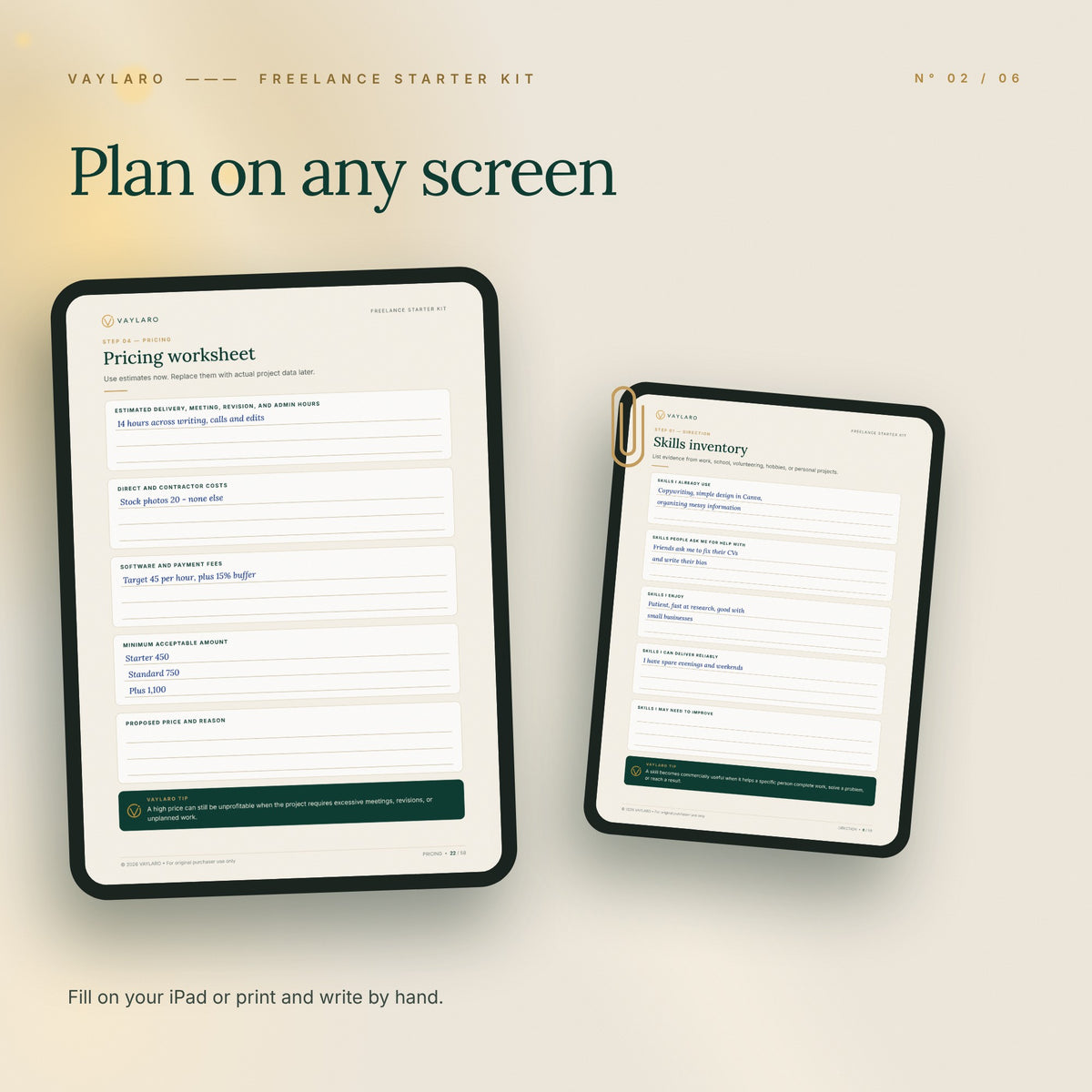 Freelance Starter Kit – iPad and phone