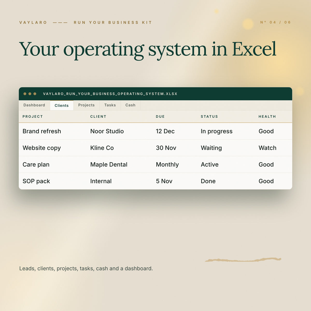 Run Your Business Kit – operating system Excel
