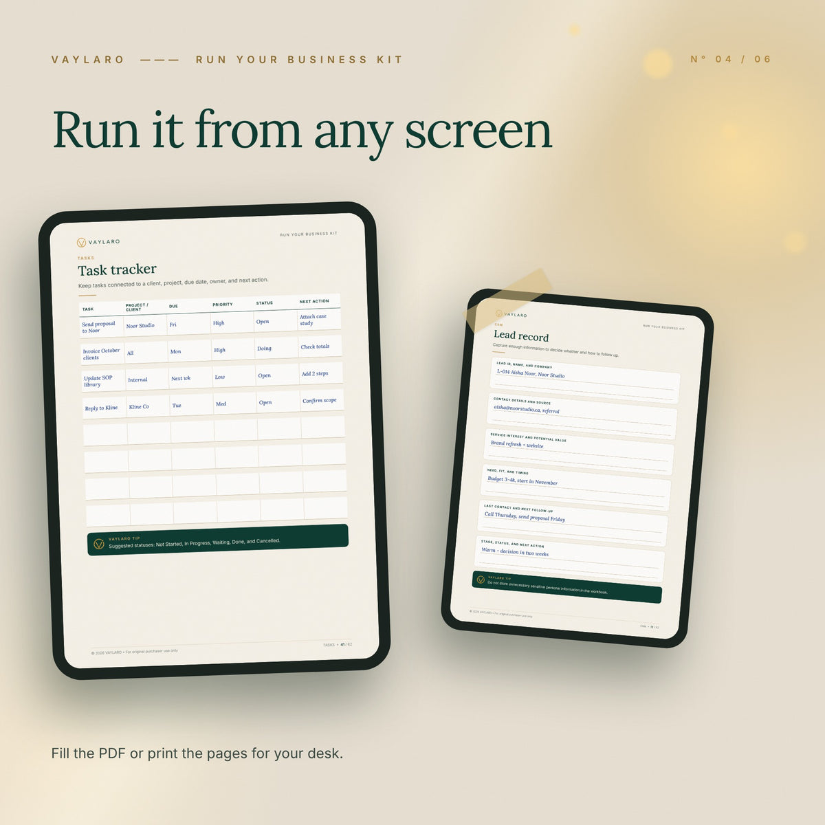 Run Your Business Kit – iPad and phone